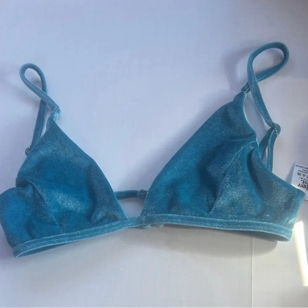 NWOT Tiger Mist Blue Mya Velvet Bikini Top Size XS